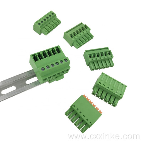 15MM wide 3.81mm pitch green small din rail mounted terminal block connector